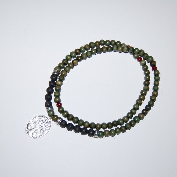 Tree of Life Necklace,Tree Necklace,Wood and Lava Beads,Wood Necklace - Picture 3 of 4